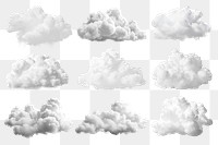 PNG white cloud element set, transparent background