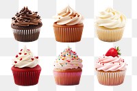 PNG cupcake dessert element set, transparent background