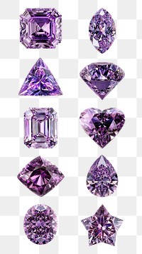 PNG purple diamond element set, transparent background