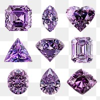 PNG purple diamond element set, transparent background