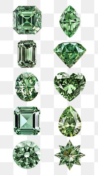 PNG green diamond element set, transparent background