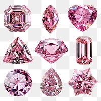 PNG pink diamond element set, transparent background