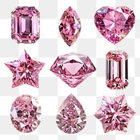 PNG pink diamond element set, transparent background