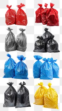 PNG garbage bag element set, transparent background