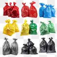 PNG garbage bag element set, transparent background