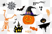 PNG spooky Halloween element set, transparent background