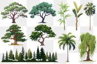 PNG tree element set, transparent background