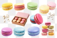 PNG Pastel macaroon   element set, transparent background