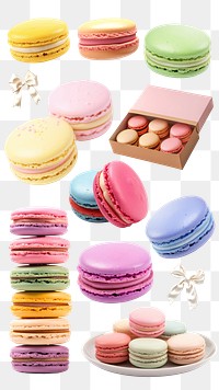 PNG Pastel macaroon   element set, transparent background