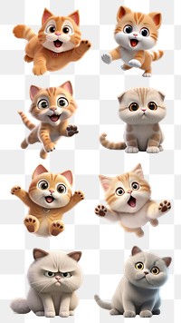 PNG cute 3d cat, transparent background