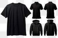 PNG black shirt design element set, transparent background