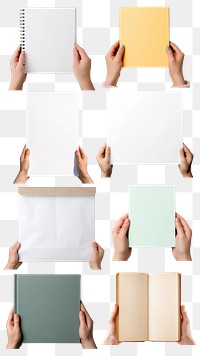 PNG hand holding paper design element set, transparent background