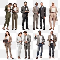 PNG diverse business people design element set, transparent background