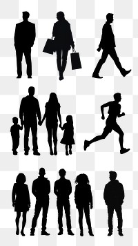 PNG people silhouette design element set, transparent background