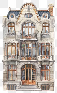 PNG Elegant Art Nouveau building illustration