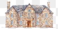 PNG Elegant stone mansion architectural illustration