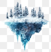 Floating icy island with trees