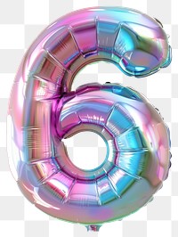 PNG Colorful iridescent balloon number six