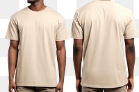 Blank beige t-shirt mockup clothing apparel undershirt.