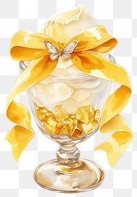 PNG Elegant dessert with golden ribbon