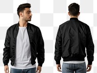 Blank black jacket mockup clothing apparel man.