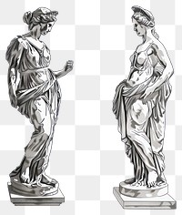 PNG Classical marble statues illustration