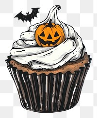 PNG  Halloween cupcake with pumpkin