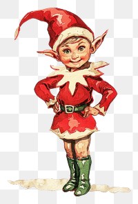 PNG Vintage Christmas elf illustration