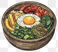 PNG Colorful nutritious Korean bibimbap bowl