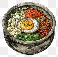 PNG Korean bibimbap in stone bowl