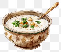 PNG Creamy soup in vintage bowl