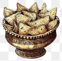 PNG Golden samosas in ornate bowl