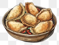 PNG Delicious empanadas in wooden bowl