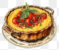 PNG Delicious tomato basil quiche illustration