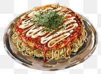 PNG Delicious Japanese okonomiyaki illustration.