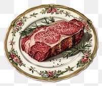 PNG Vintage steak plate illustration