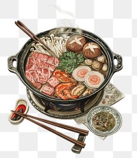 PNG Traditional hot pot meal illustration