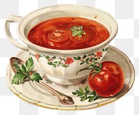 PNG Vintage tomato soup illustration