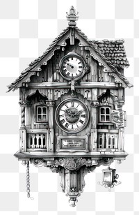 PNG Intricate vintage cuckoo clock illustration