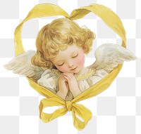 PNG Serene angel with yellow ribbon