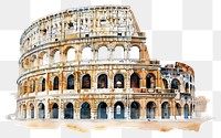 PNG  Historic Roman Colosseum watercolor illustration