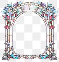 PNG Elegant floral stained glass frame