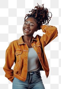 PNG  Happy woman in casual outfit