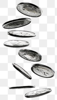 PNG Floating silver coins toothbrush device money.