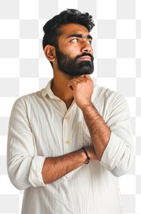 PNG  Thoughtful man in white shirt