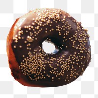 Chocolate donut png sticker, transparent background