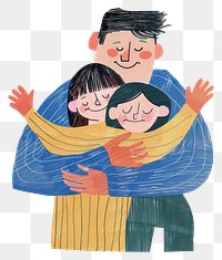 PNG Family embracing in colorful illustration