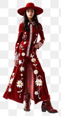 PNG Stylish red floral cowgirl outfit