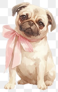 PNG Adorable pug with pink bow