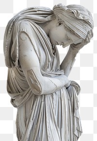 PNG  Classical marble statue depicting sorrow.